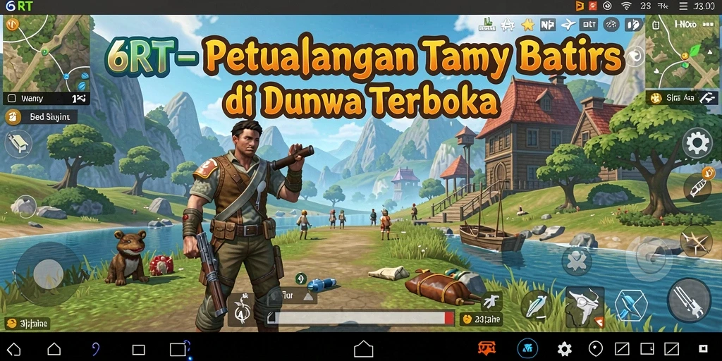 Tampilan gameplay seru di dunia terbuka 6RT yang luas.