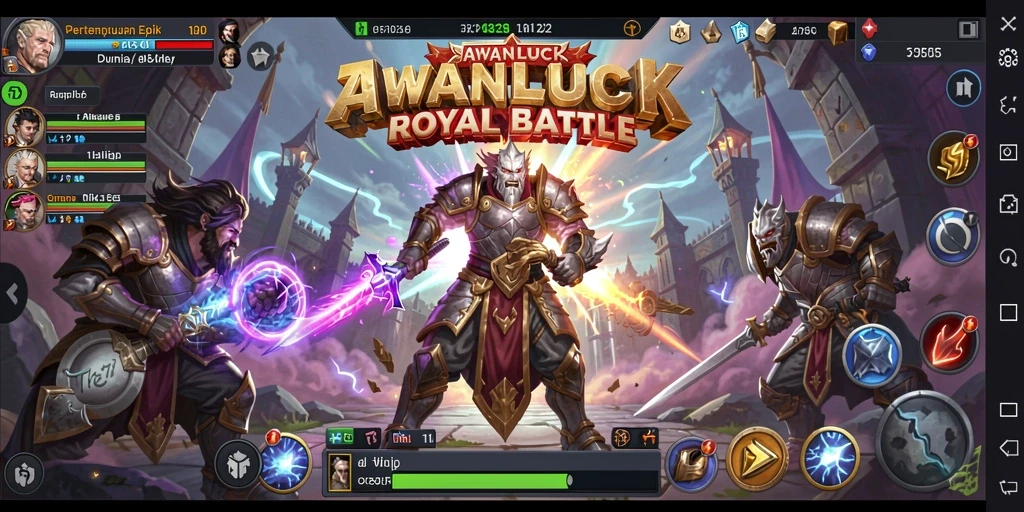 Screenshot gameplay AWANLUCK menampilkan pertandingan Battle Royale sengit.