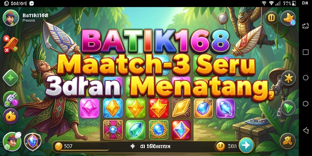 Tampilan menarik gameplay Match-3 BATIK168 dengan objek berwarna.