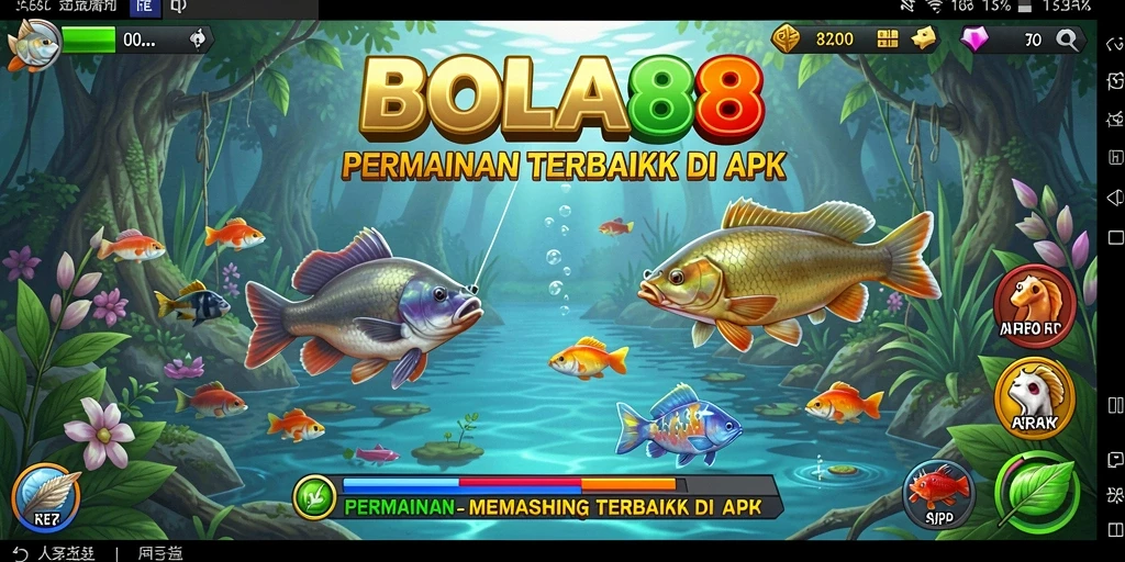 Tampilan gameplay BOLA88 dengan aksi memancing yang seru.