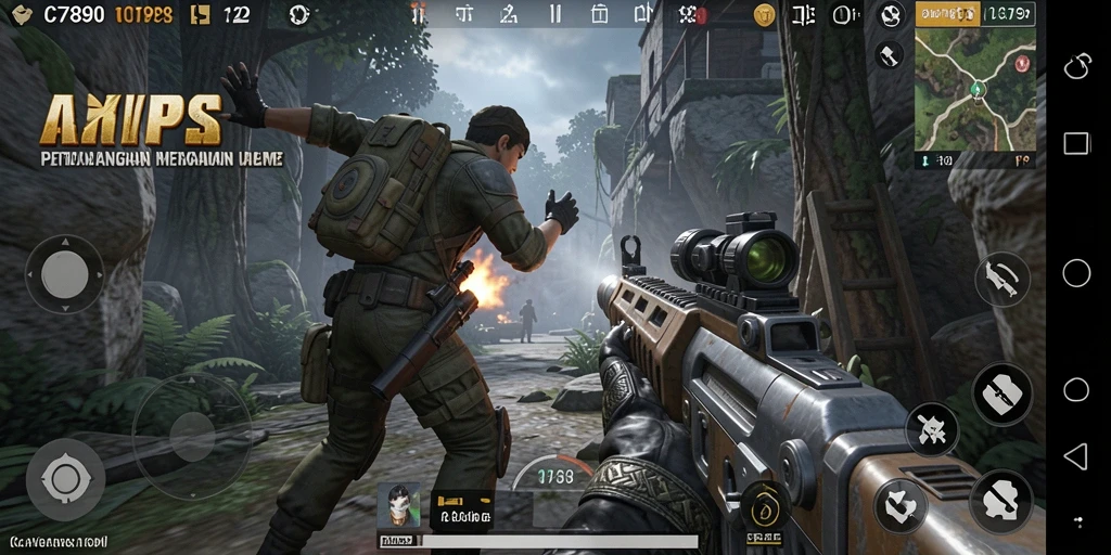 Tampilan gameplay seru C7890 dengan aksi tembak-menembak.