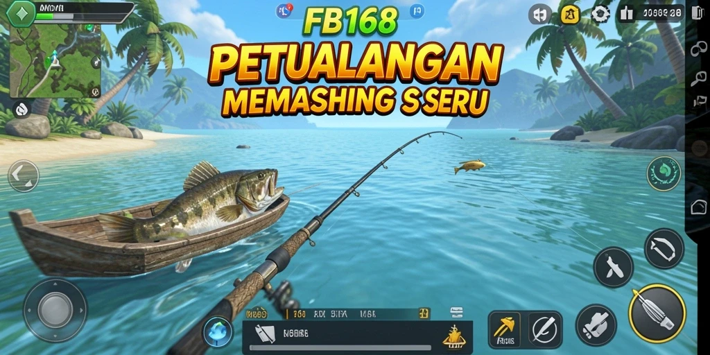 Tampilan gameplay FB168 yang seru dengan aksi memancing.