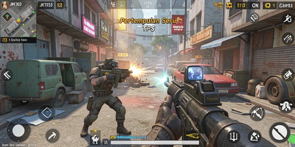 Screenshot gameplay JKT303 dengan pertempuran seru antar pemain.