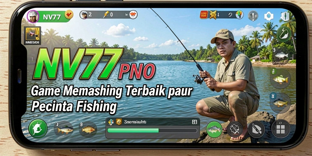 Screenshot gameplay NV77 menampilkan aksi memancing yang mendebarkan.