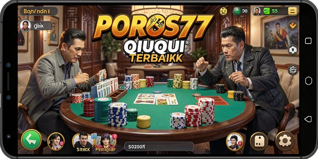 Screenshot gameplay POROS77 dengan kartu QiuQiu yang menegangkan.