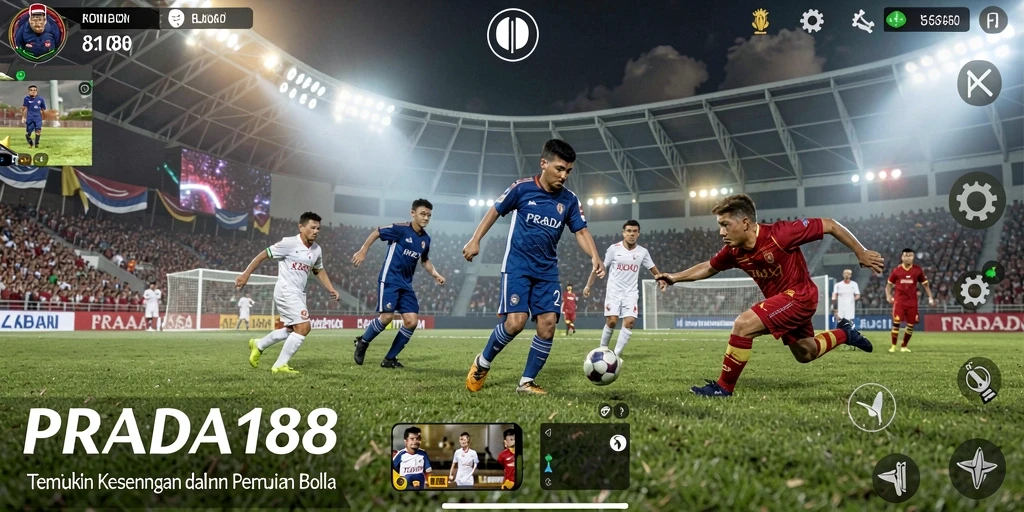 Screenshot menunjukkan pemain menghadapi lawan dalam pertandingan sepak bola yang seru.