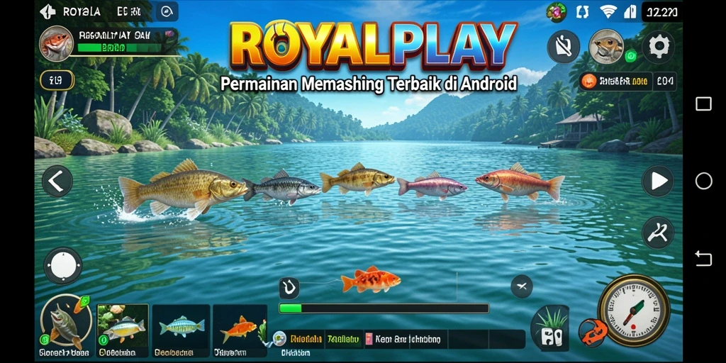 Screenshot utama ROYALPLAY menampilkan aksi seru dalam memancing.