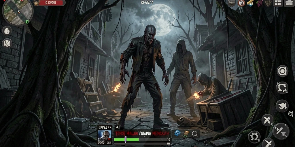 Screenshot utama RP6677 menampilkan aksi mencekam di dalam game Horror.
