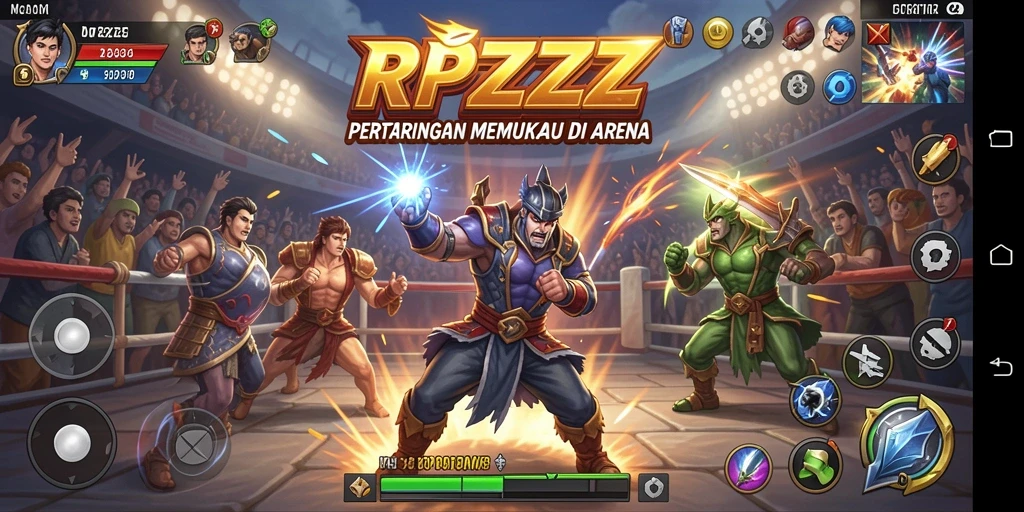 Tampilan RPZZZ dengan aksi pertarungan yang seru dan karakter menarik.