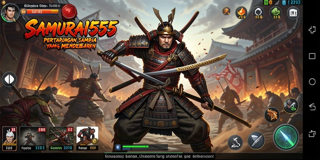 Gameplay bertarung intens dalam SAMURAI555 yang memukau.