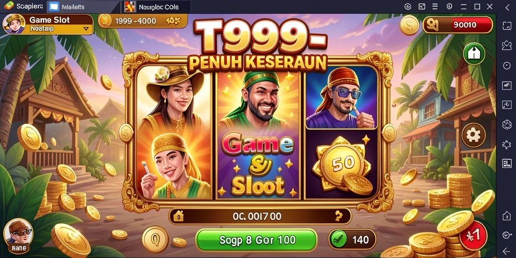 Screenshot utama T9999 dengan gameplay slot yang mengasyikkan.