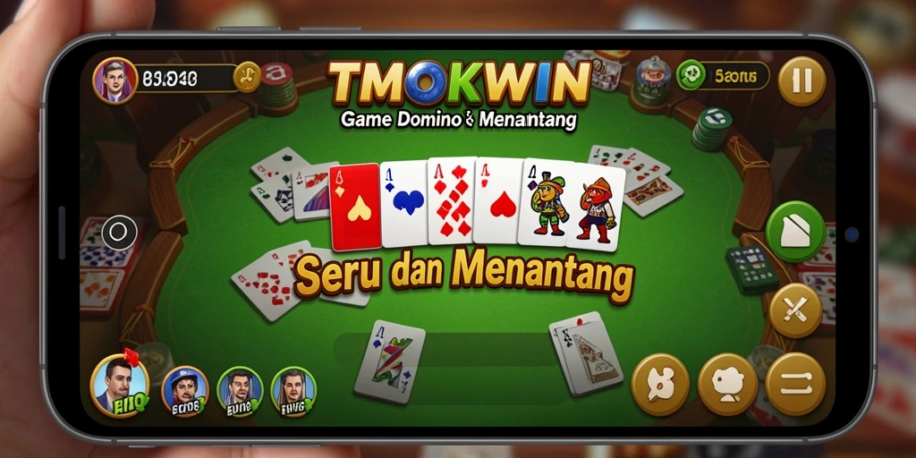 Screenshot utama TMOKWIN menampilkan gameplay mendebarkan permainan Domino.