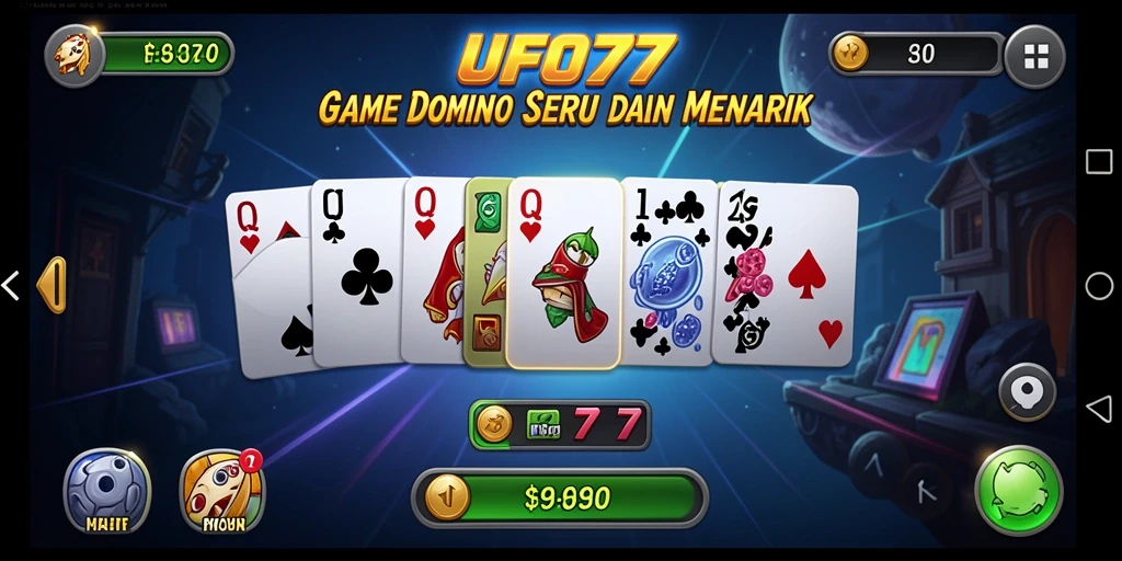 Tangkapan layar utama UFO77 menampilkan gameplay seru domino.