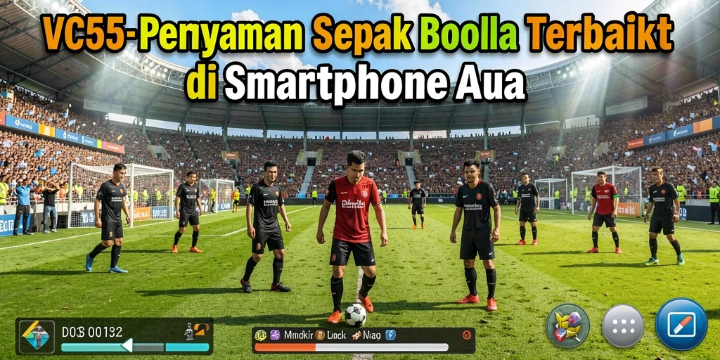 Tampilan screenshot utama VC55 yang menampilkan serunya gameplay sepak bola.