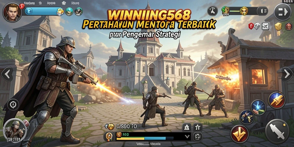 Screenshot gameplay WINNING568 menampilkan menara yang siap bertempur melawan arus musuh.